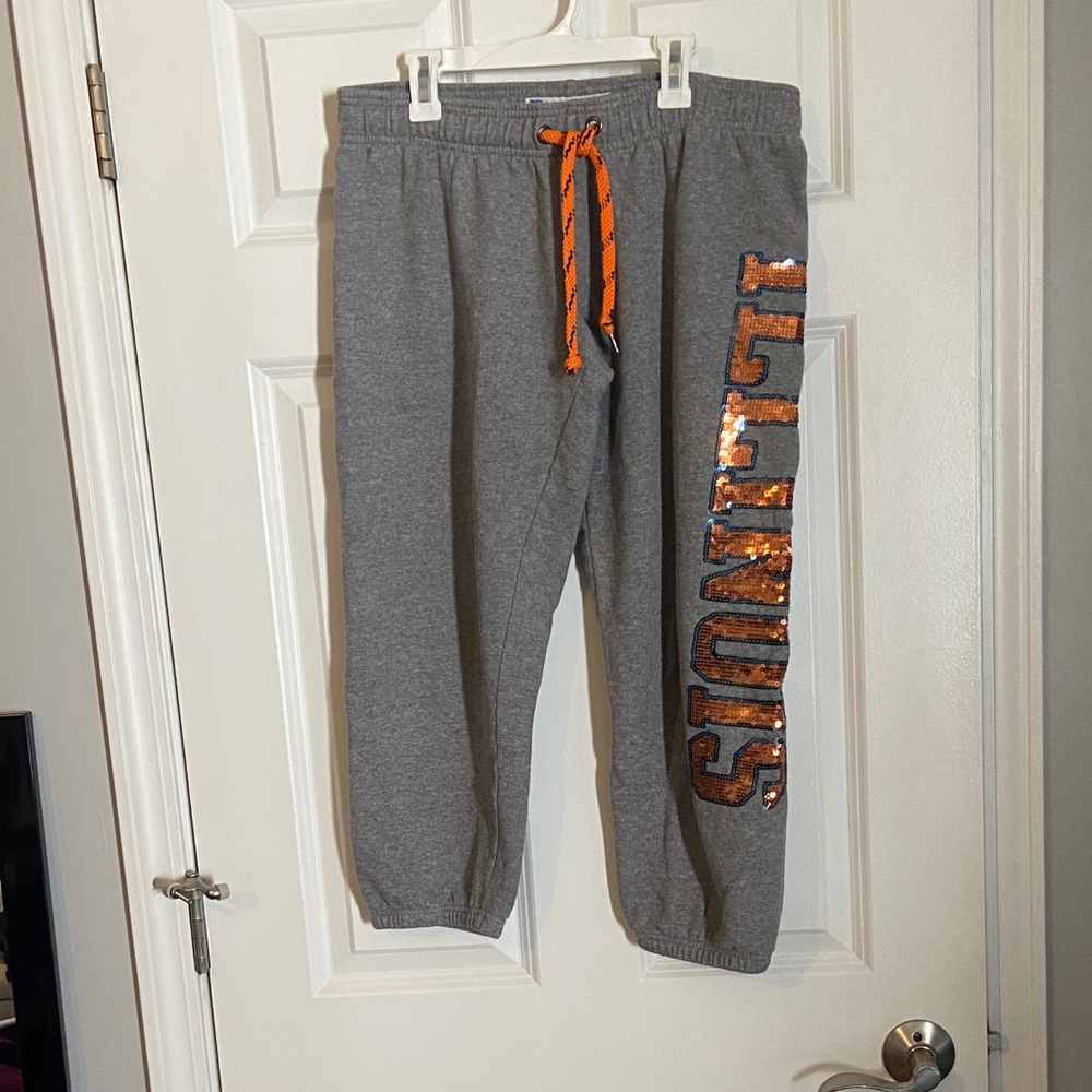 Stylish Gray Joggers with Orange Details